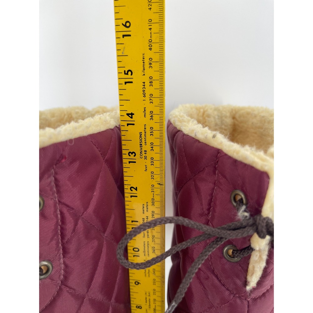 L.L. Bean Quilted Duck Boots Women 9 Burgundy Water Sherpa Lined Tall Maine - Picture 3 of 7